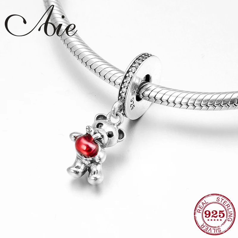 Лидер продаж подвески из серебра 925 пробы в виде медведя яблока бусины для