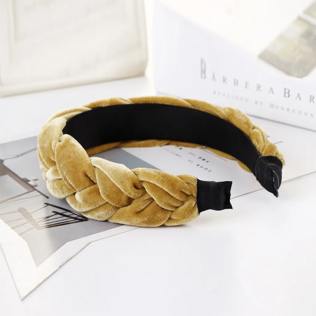 Модные женские Однотонные резинки для волос бархатная плетеная повязка женская
