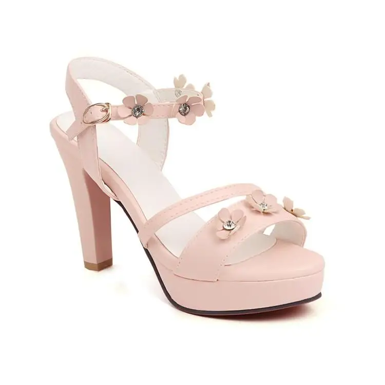 

Beige Heeled Sandals Buckle Comfort Shoes for Women Open Toe All-Match Large Size 2021 Summer Black Strap Peep New High Girls Fa