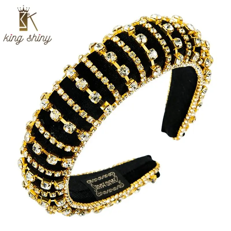 

Za Brand Baroque Multi Color Crystal Bejeweled Headband Luxurious Sparkly Rhinestone Sponge Hairband Woman Party Hair Accessory
