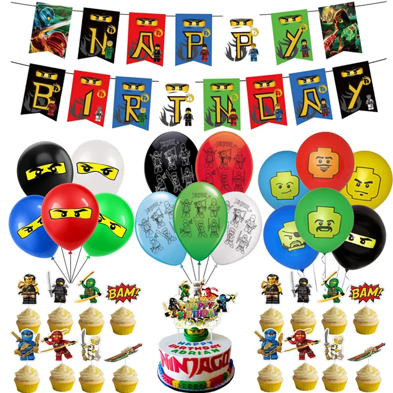 Новинка украшение для вечерние ниндзя латексные шары Legoing Ninjagoed Balons баннер на