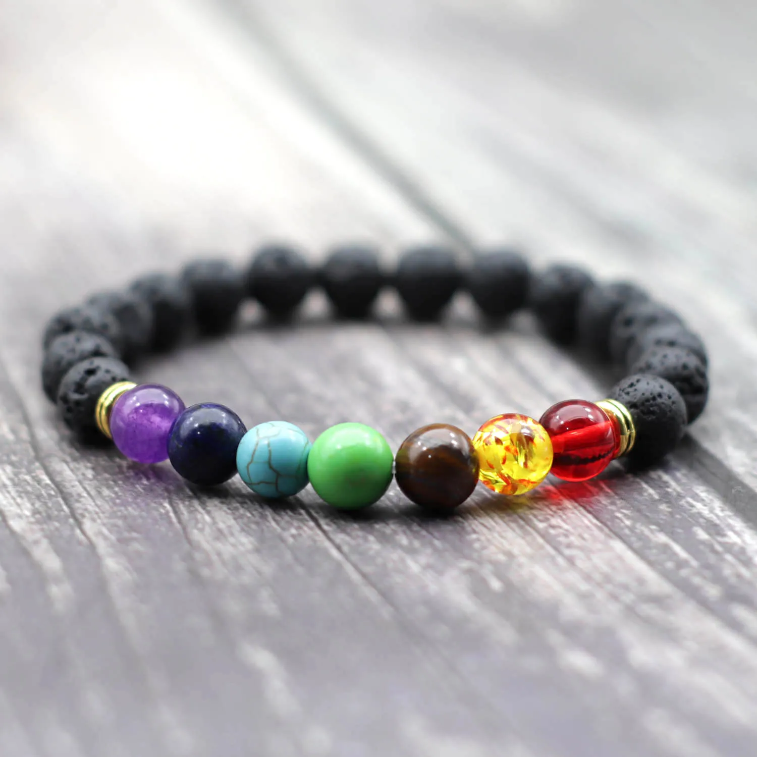 Природный Камень Чакра Исцеление баланса бусины Йога Радуга браслет для женщин