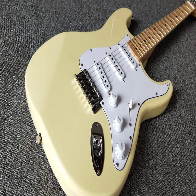 

2021! Products sell like hot cakes Yingwie Electric Guitar Scallop Fingerboard Cream Color Big Headstock