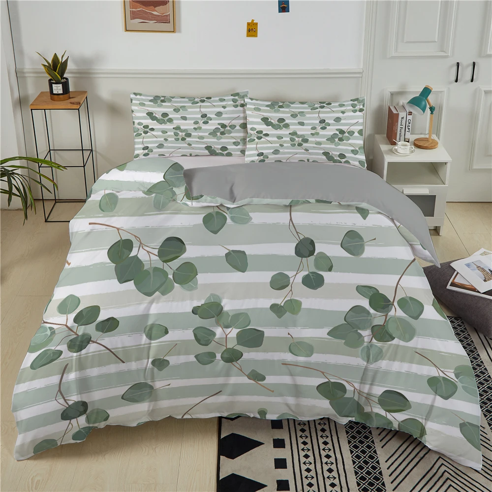 

ZEIMON Tropical Leaves 3D Bedding Set Plant Blanket/Quilt/Duvet Cover Queen King Size And Pillowcase Bedclothes For All Season