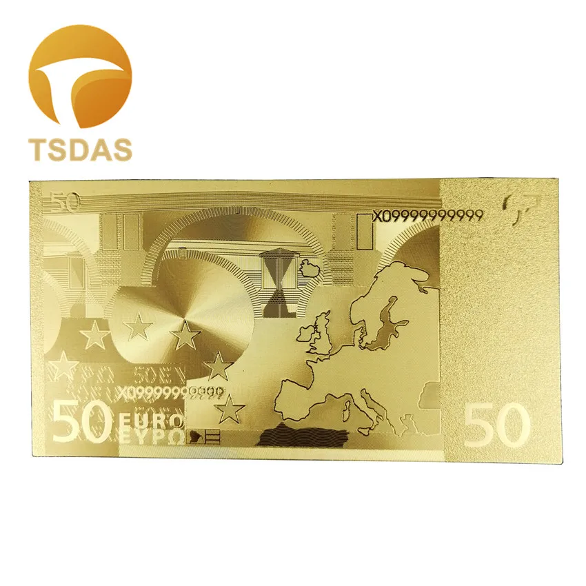 50 Евро европейская банкнота позолоченная 999999 24K для сбора бумажных денег с
