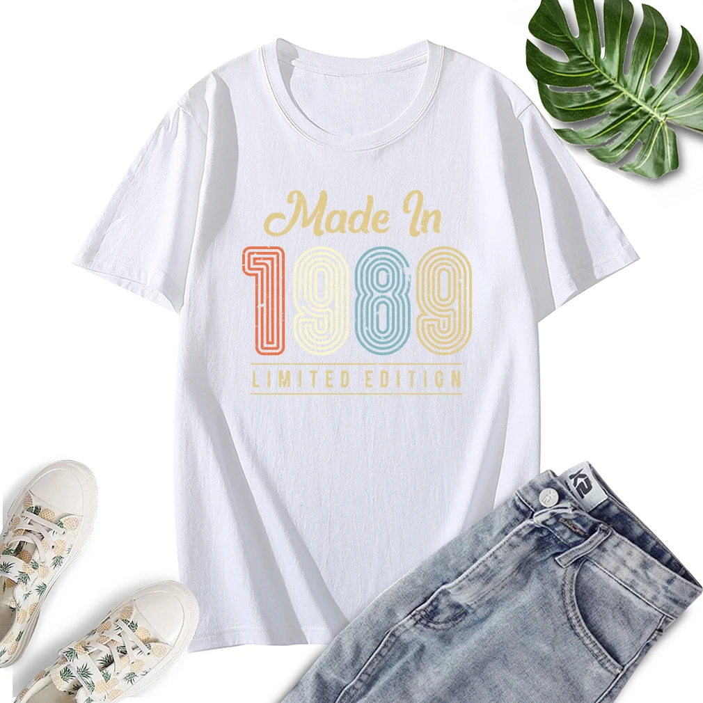 

PARTY T Shirt Letter Printed Made in 1989 limited editicn Tshrits Short Sleeve Hipster Streetwear Graphic Tees Tops
