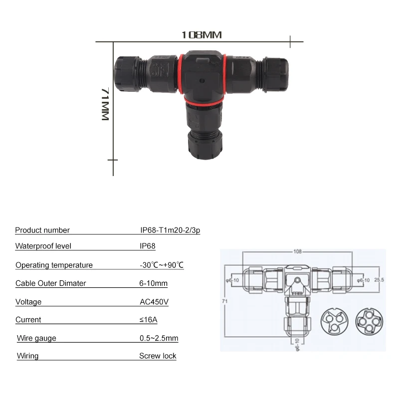 IP68 Waterproof Connector I/Y/T Shape 2/3/4/5 Pin Electrical Terminal Adapter Wire Cable For Outdoor LED Light Connect | Обустройство