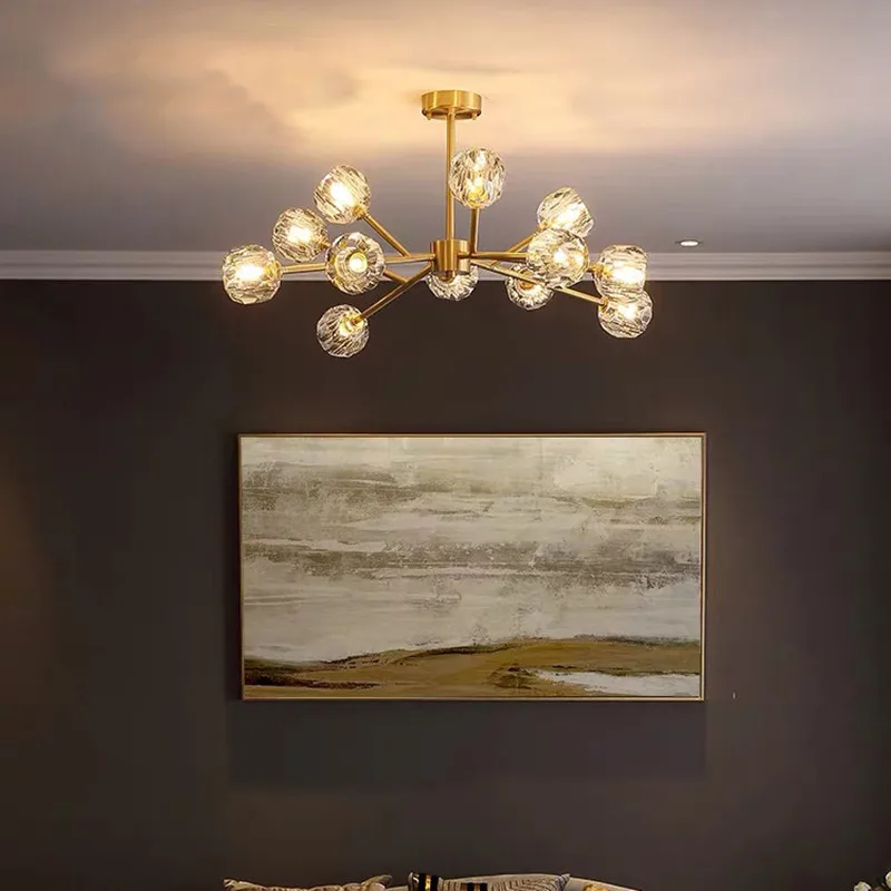 Хрустальный Медный Подвесной светильник для спальни столовой розовое золото