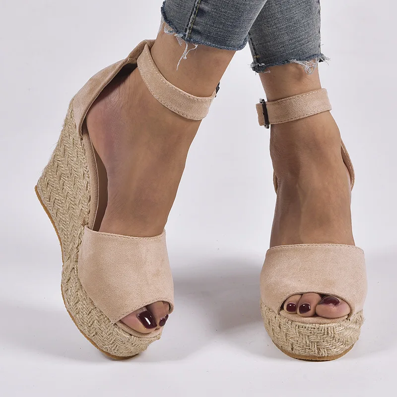

Flat Sandal Shoe Espadrilles Platform Slip-on Loafers Summer Women's Suit Female Beige Large Size Strappy Heels Clogs Wedge With