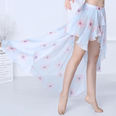 blue skirt Лето шифон сексуальные женщины восточные танцы практика одежда танец живота костюм белый топ+ длинная юбка 2 шт - Цвет: blue skirt