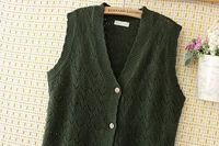 Knit Cardigan Vest Women Hollow Out Single Breasted V Neck Sleeveless Sweater Outwear Tops Vintage Plus Size Knitwear femme