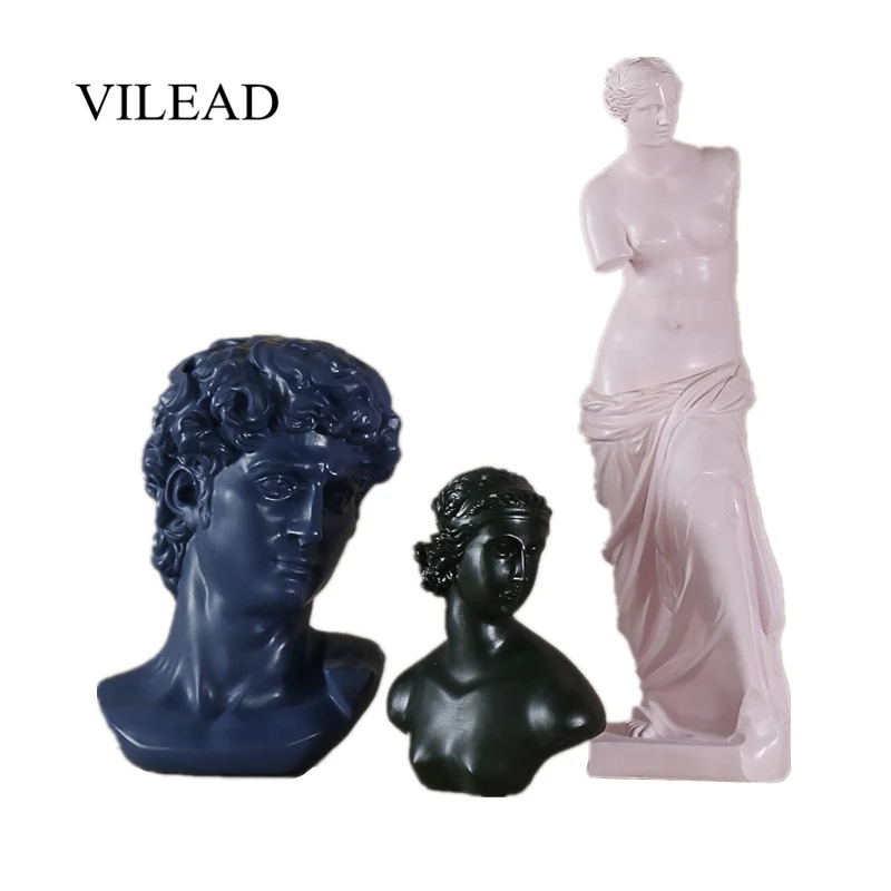 VILEAD 19 см 46 см Смола гипсовая голова фигурки нордическая Morandi Давид Венера эскиз скульптура персонажа Искусство Декор Орнамент для дома