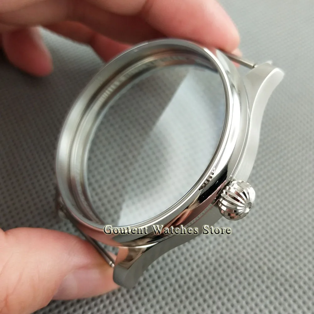 

44mm High Quality Steel Silver watch Case Fit ETA 6497/6498 Seagull ST36 Movement Watch parts