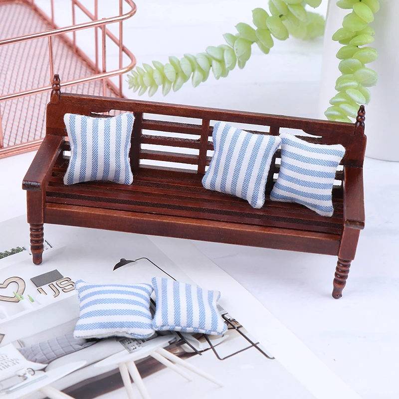 

Hot sale 1:12 Miniature Doll House Wooden Sofa with 5 Pillows For Dolls Children