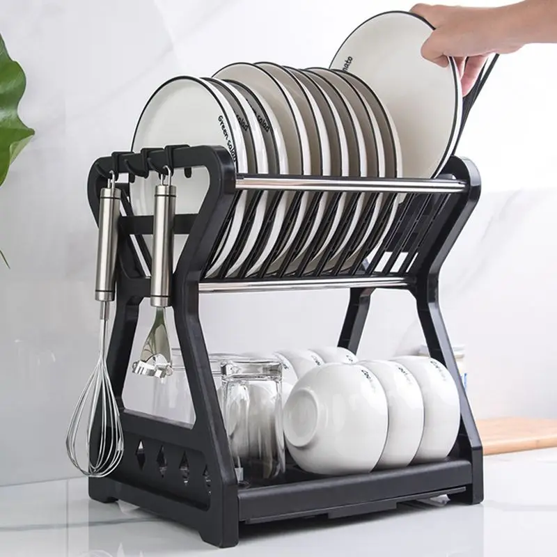 

New Kitchen Storage Rack Organizer Kitchen Dish Bowl Draining Storage Rack Basket Holder Kitchen Double Layer Rack Dish Drainer