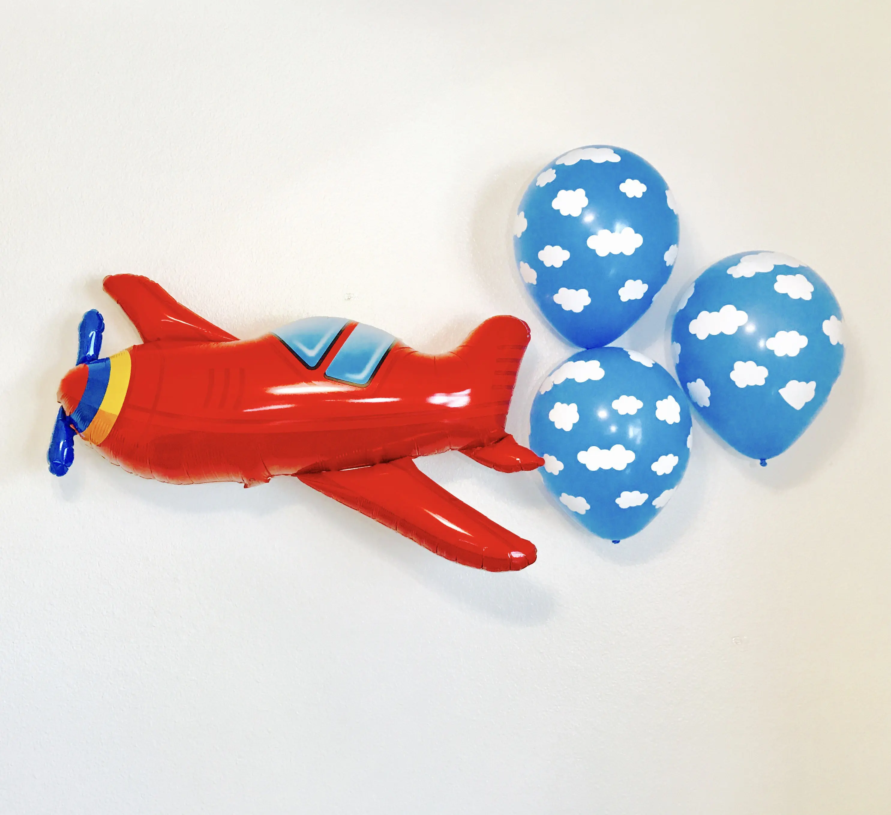 Синие и белые воздушные шарики с нарисованными облаками 12 дюймов игрушечным