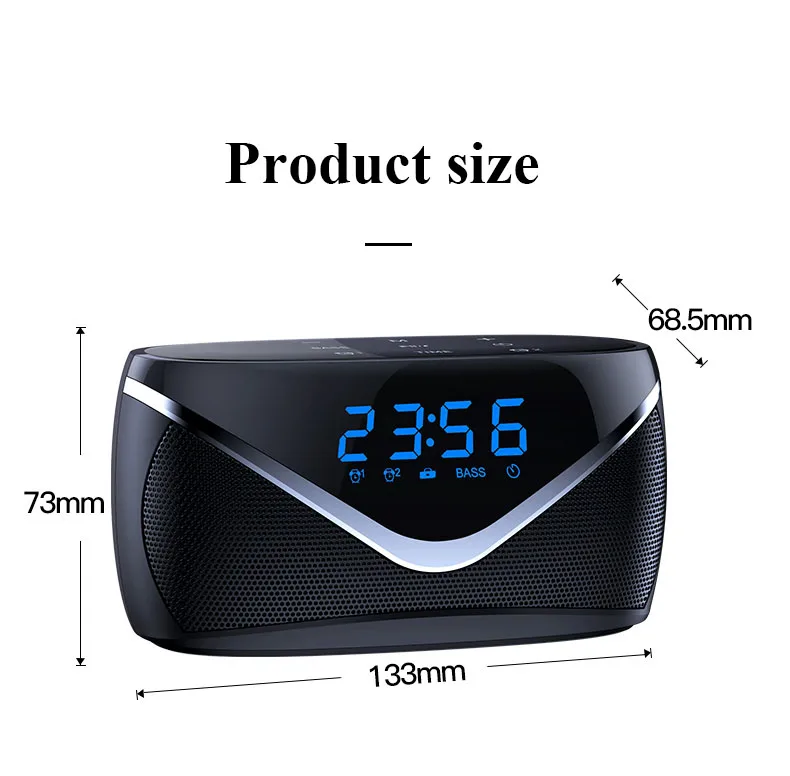 

Outdoor Portable Subwoofer Home Alarm Clock Speaker Supports AUX TF BT 3D Surround Stereo Speakers Bluetooth Speaker