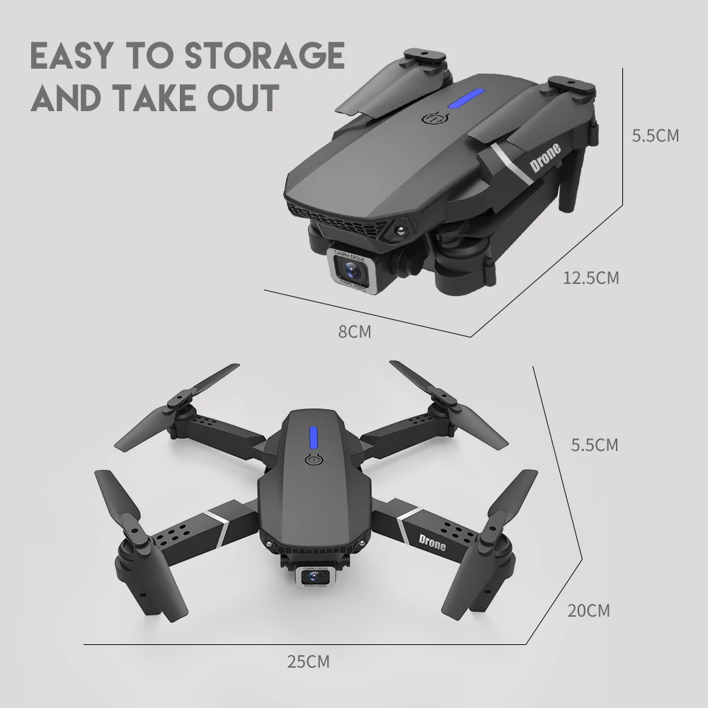 2021 New E88 Pro Drone With Wide Angle Drone 4K Profesional Dual Camera Height Hold Wifi RC Foldable Quadcopter Dron Gift Toys enlarge