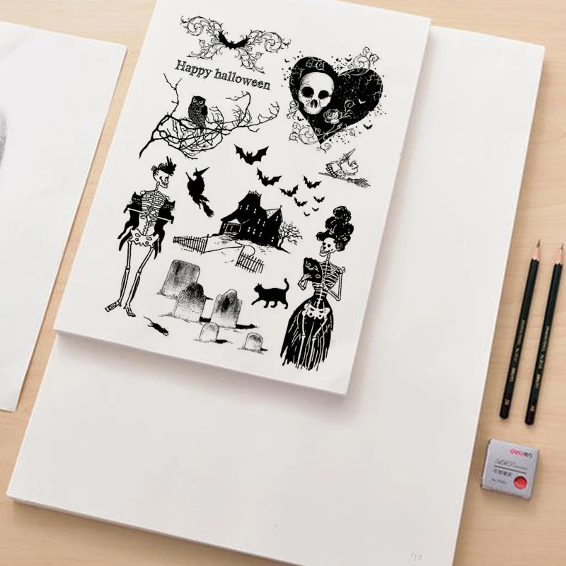 Печать штамп DIY Скрапбукинг Хэллоуин летучая мышь паук силиконовый рельефная