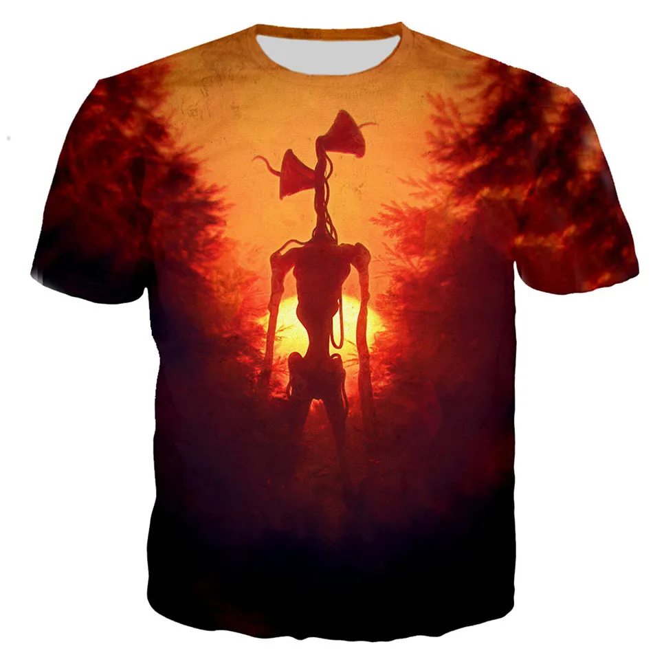 Camisetas con estampado 3D de cabeza de sirena para ni&ntilde;os y ni&ntilde;as, ropa de moda para ni&ntilde;os de 4 a 13 a&ntilde;os, juego de terror SCP, Anime, novedad de verano-1