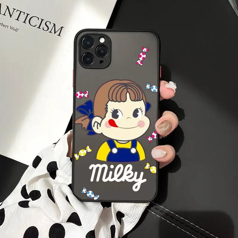 

Sweet Peko Milk Milky Phone Cases Matte Transparent for iPhone 7 8 11 12 s mini pro X XS XR MAX Plus cover funda