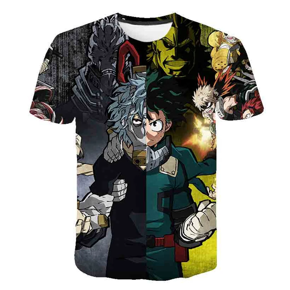 

2021 new my hero academia anime T-shirt sleeve shirt men's ropa hombre streetwear 3d boys and children verano koszulki