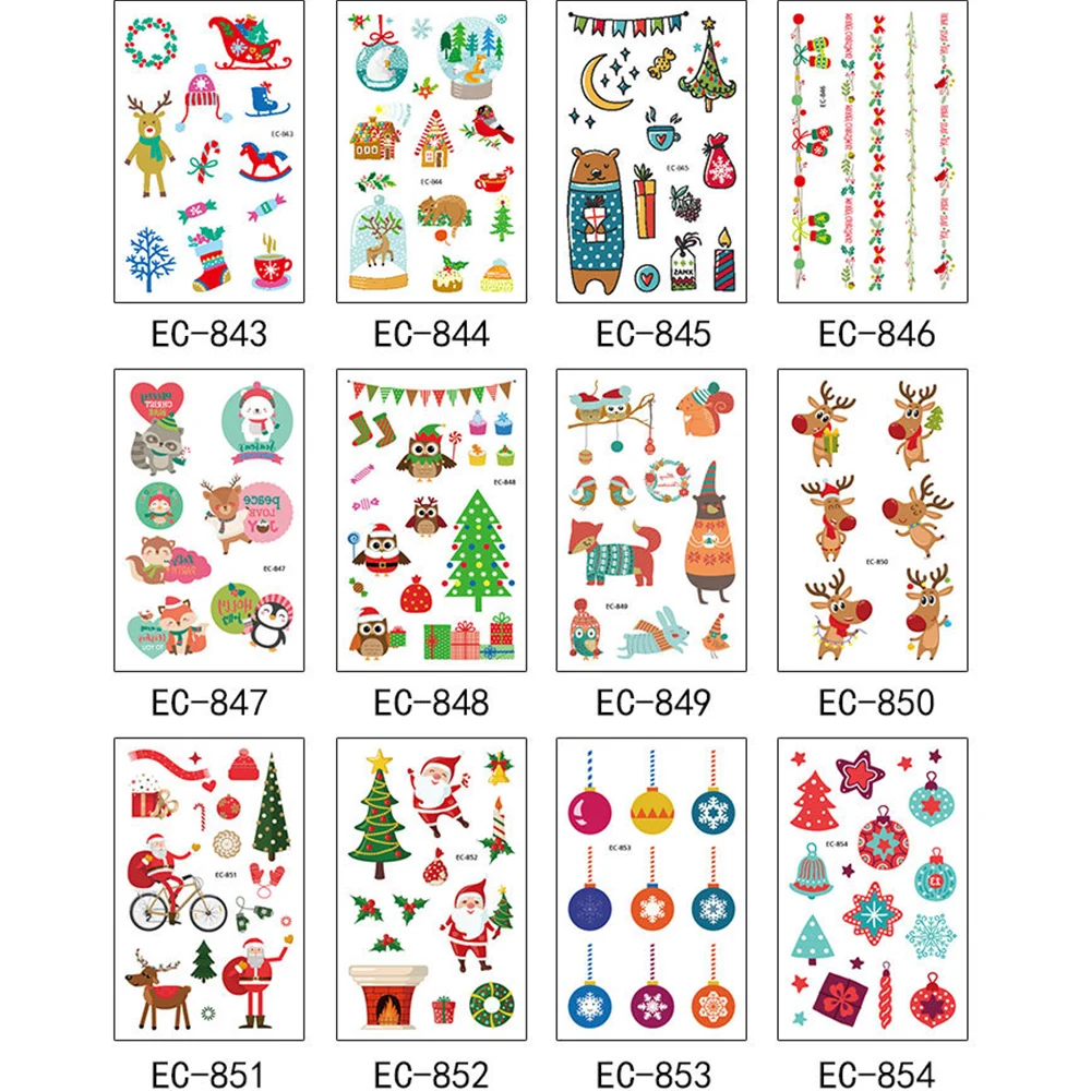 Рождественские украшения татуировки наклейки для детей подарок на вечеринку