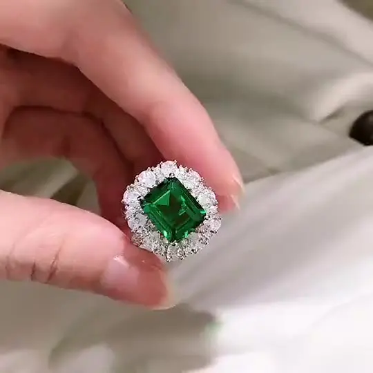 

2021 new S925 sterling silver ring luxury emerald cut inlaid 9*11 zircon jewelry female ring