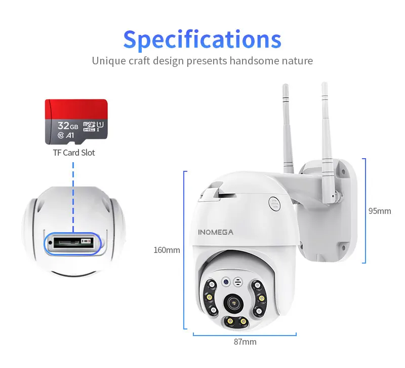 INQMEGA TUYA SMART 3MP PTZ камера IP66 Wifi IR Двусторонняя аудио Беспроводная HD безопасности