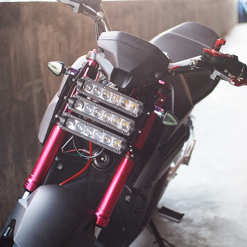 

DWCX Waterproof 3 Row LED 12V Motorcycle Headlight Headlamp Red Fork Light Aluminum fit for Honda Grom MSX125 2013-2018 2019