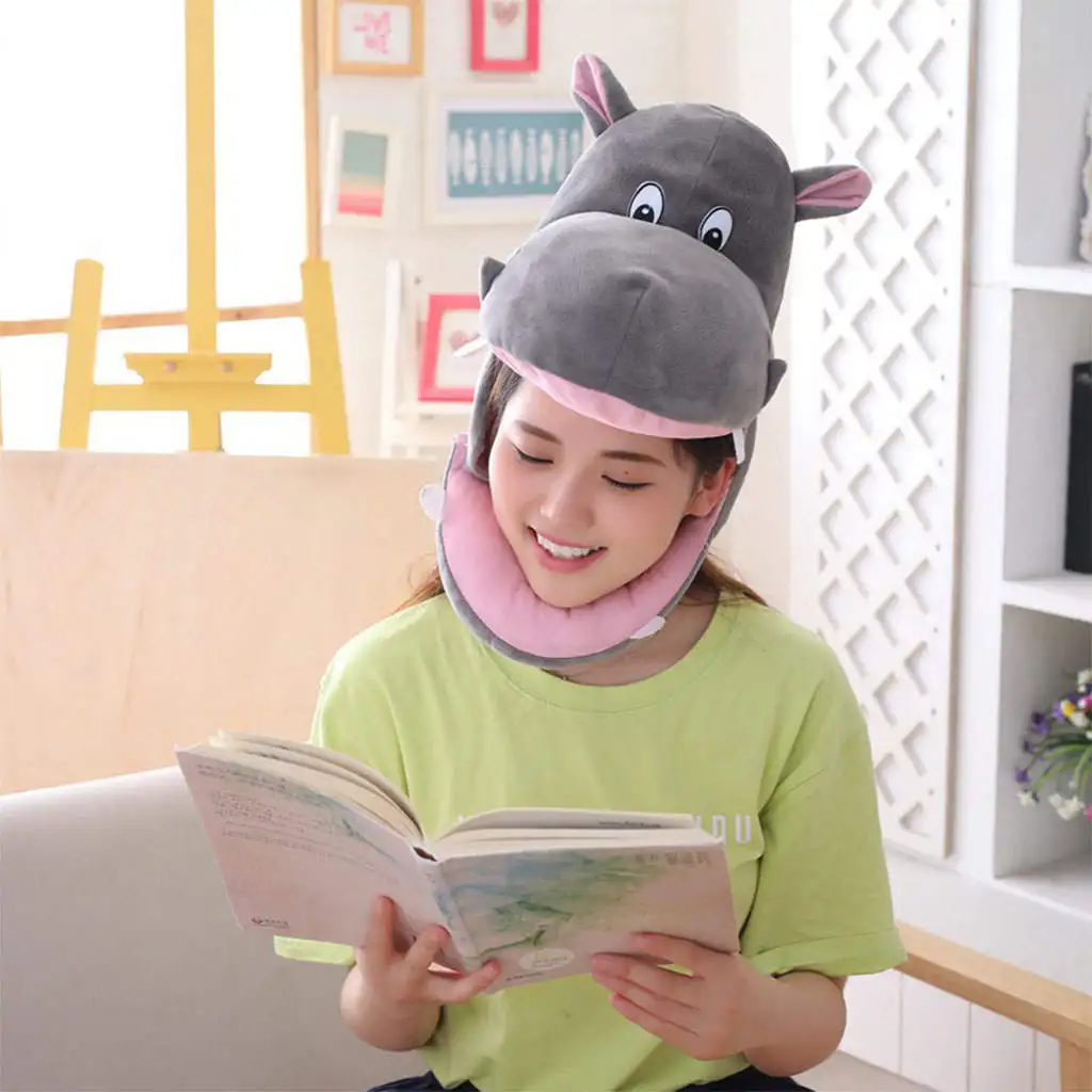 Gorro de invierno de felpa de Animal, sombrero de hipop&oacute;tamo, disfraz suave, novedad-4