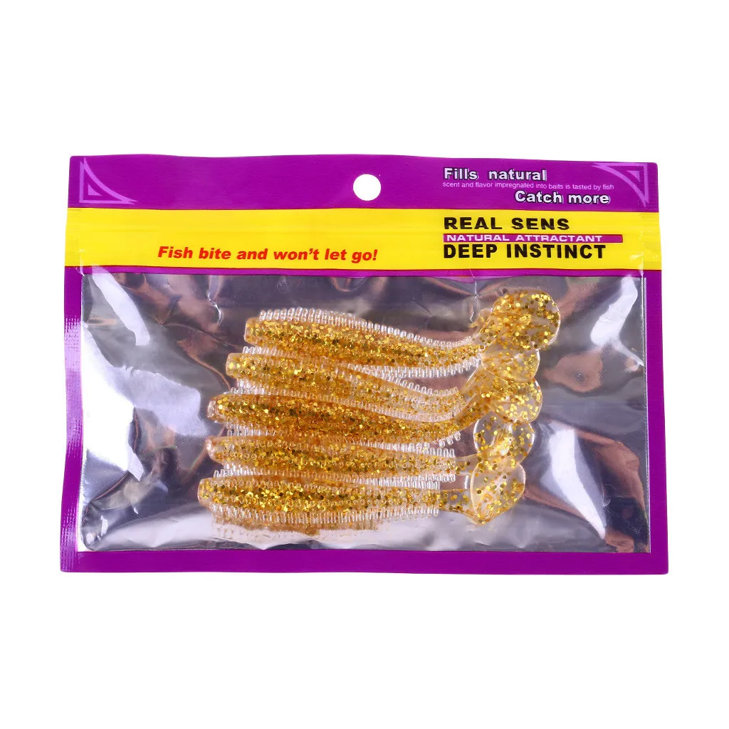 5 шт. кудрявые однохвостовые мягкие рыболовные приманки полихроматические