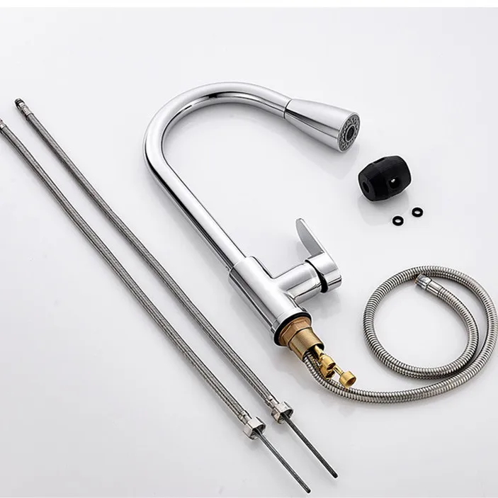 Латунный кухонный кран Senducs черный бронзовый выдвижной для горячей и холодной