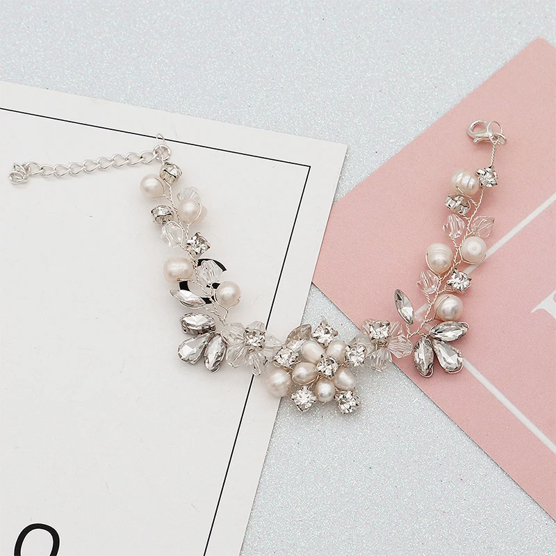 QYY модный браслет с жемчугом и кристаллами для женщин элегантный корейский