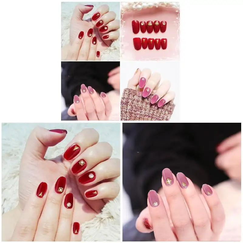 24 шт./компл. поддельные накладные ногти отделка верха съемные наконечники через