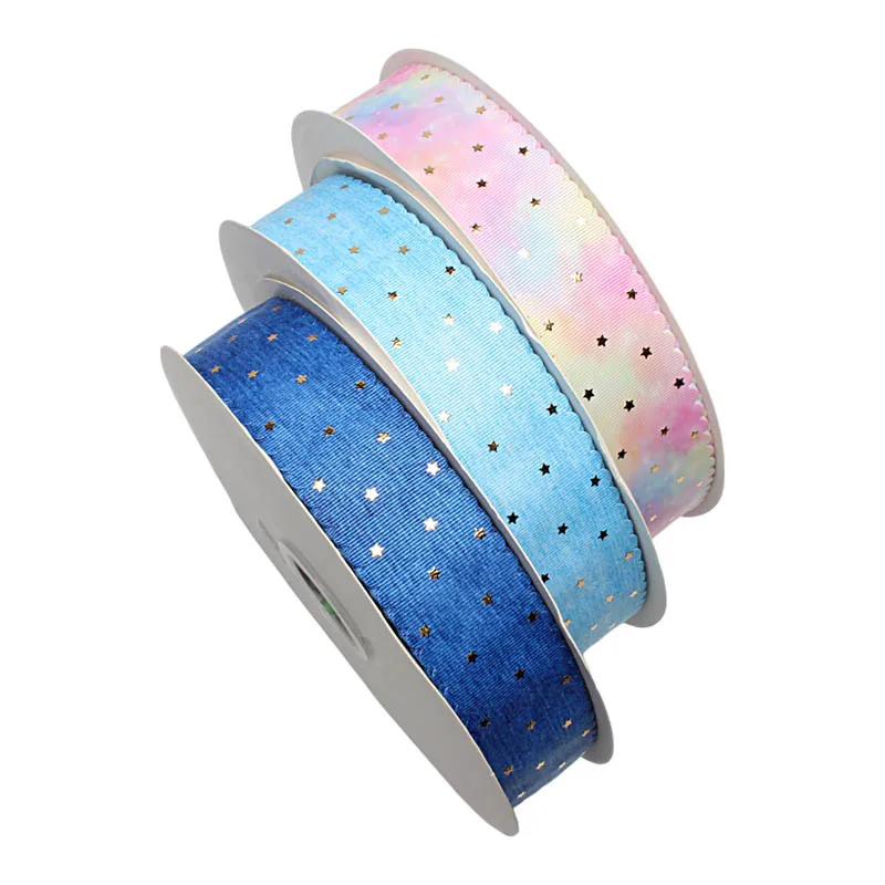 

Sewing Edge listons 1-1/2" 38MM Star Gold Foil Printed Grosgrain Ribbon
