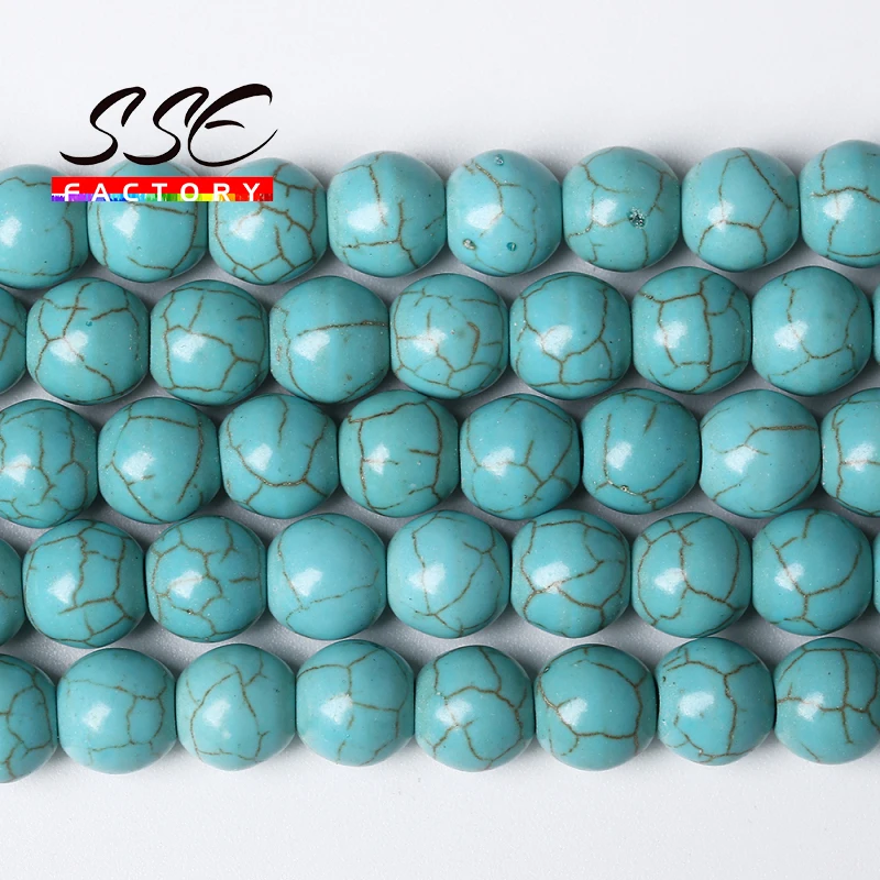 Натуральный Камень Синий Бирюзовый говлит круглые бусины 15 &quotнитка 4681012 мм для