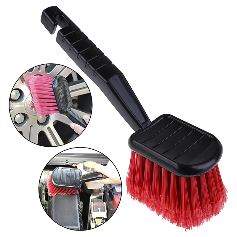 

1pc Car Wheel Brush Tire Cleaner Red Bristle + Black Handle Washing Tools For Auto Detailing Motorcycle Cleaning