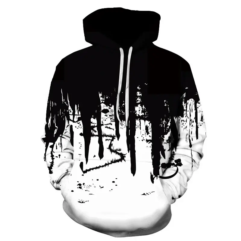 Модная Толстовка для мужчин и женщин с 3D принтом чернильный цветок осень зима