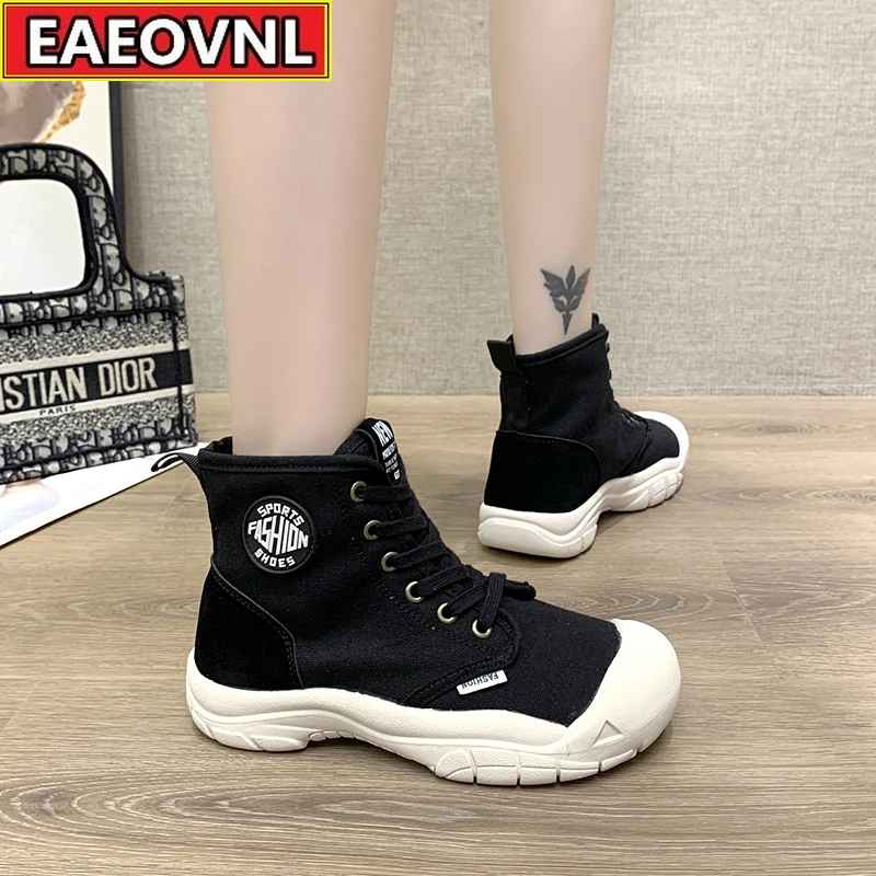 

Autumn High Top Ladies Canvas Shoes Fashion Women's Shoes Soft Soles Comfortable Outdoor Casual Shoes Walking Shoes Non-slip