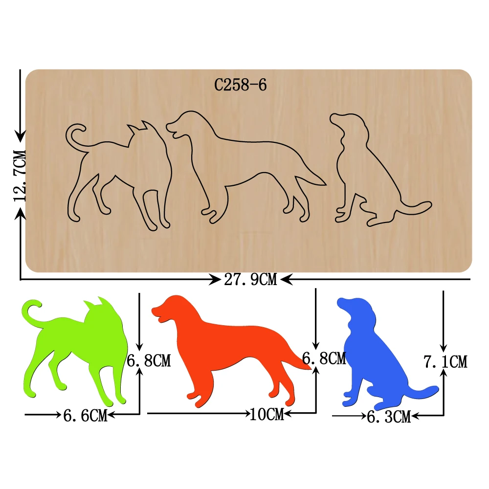 New Dog Wooden die Scrapbooking C-258-6 Cutting Dies Suitable for common cutting machines on the market | Дом и сад