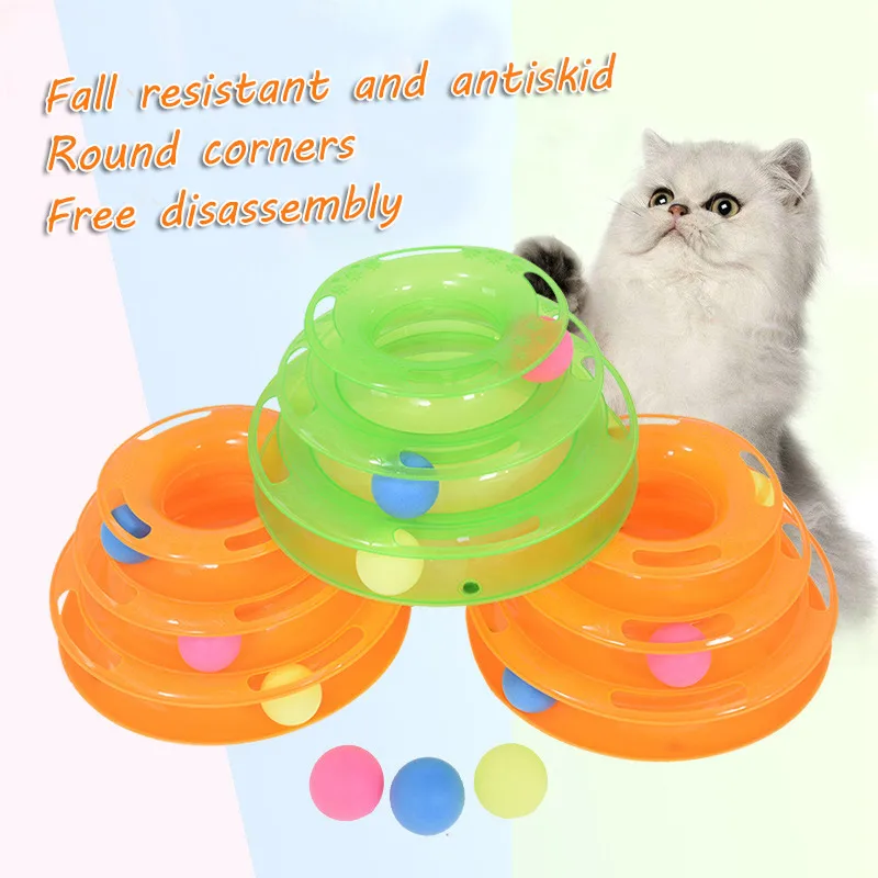 Трехуровневая игрушка для питомцев кота башня трек диск развлечения тройная