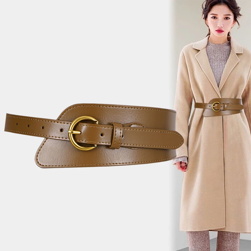 

Vintage Pin Buckle Belts Woman Dress HOT Irregular Personality Waist Strap Lady Suit Decorate Wide Fashion PU Leather Waistbands