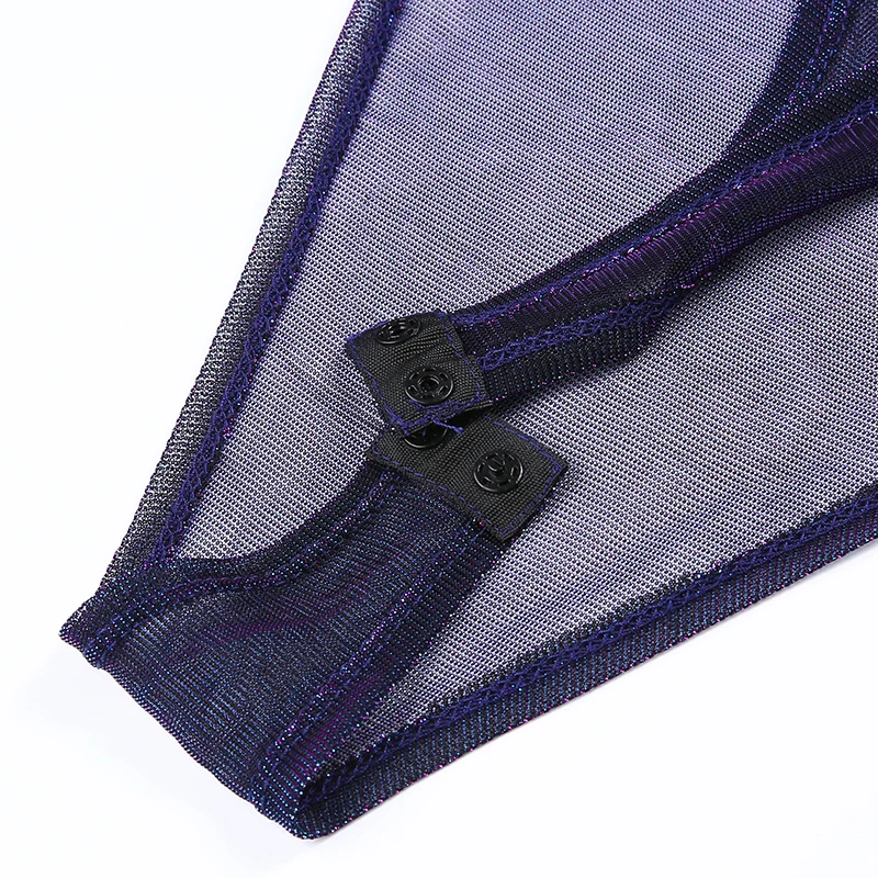 

Elegant Mesh Fishnet See Through Gothic Shirt Body Top Party Club Leotard Women Sexy Long Sleeve Bandage Sheer Bodysuit