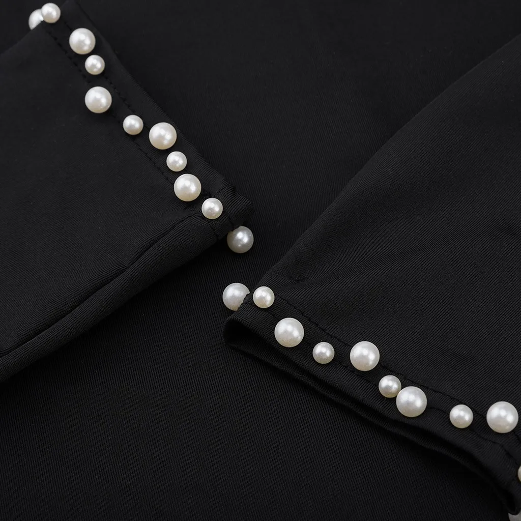 Women Beaded Long Sleeve Bodycon Dress Pullover Ladies Party Cocktail Mini платье женское vestido de festa Dropship #D | Женская