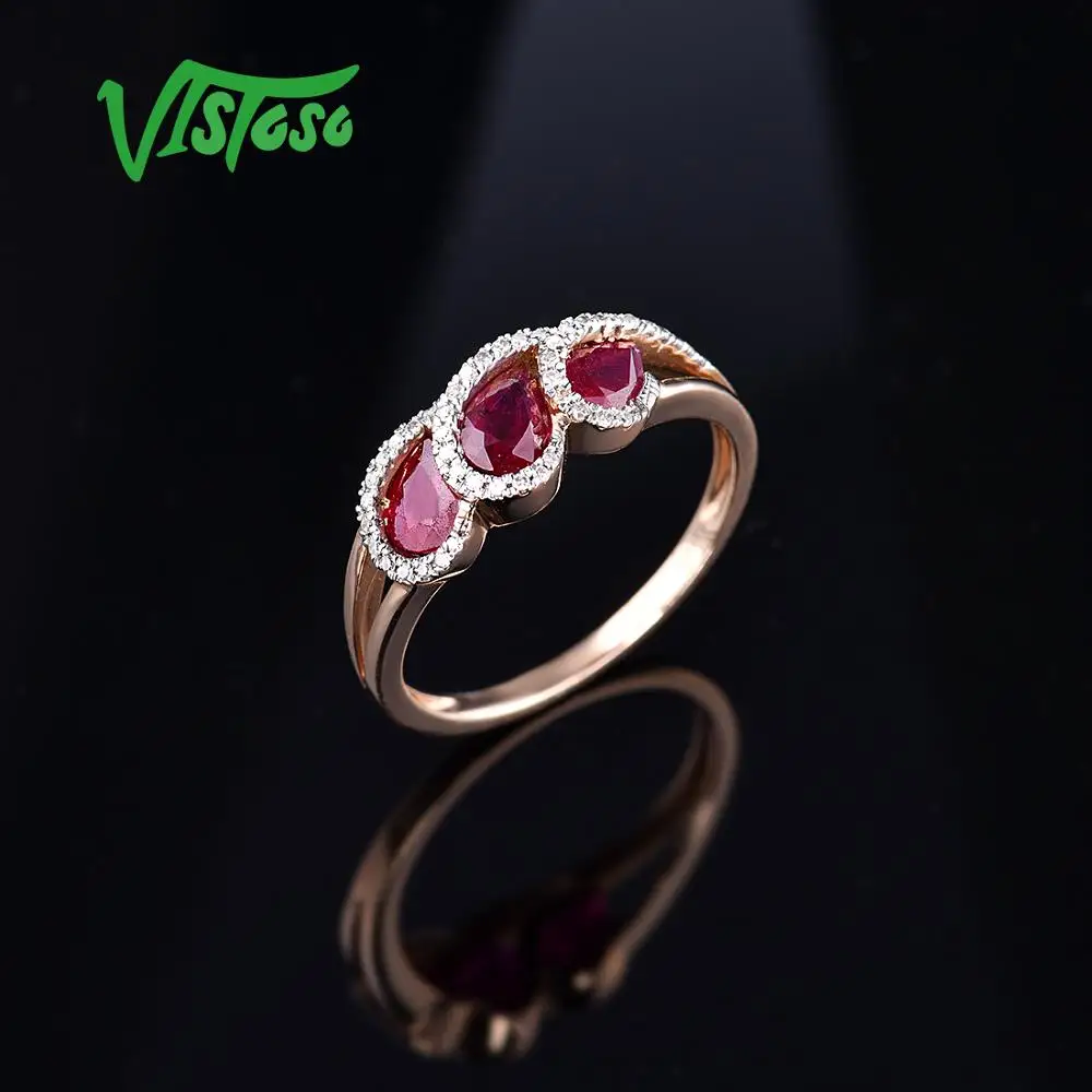 Женское кольцо с бриллиантами VISTOSO розовое золото 14K 585 пробы модное роскошное