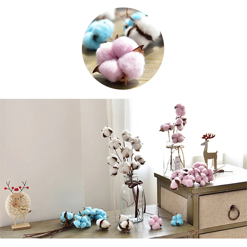 Искусственный хлопок стебли Цветы Хлопок Болл ветви сельский дом деревенский
