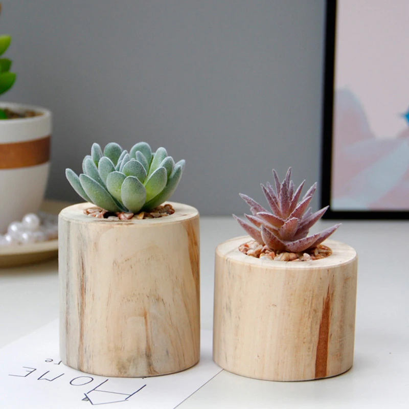 

Европейский минималистичный современный деревянный цветочный горшок, имитация растений в горшке, рабочее украшение ручной работы, декорат...
