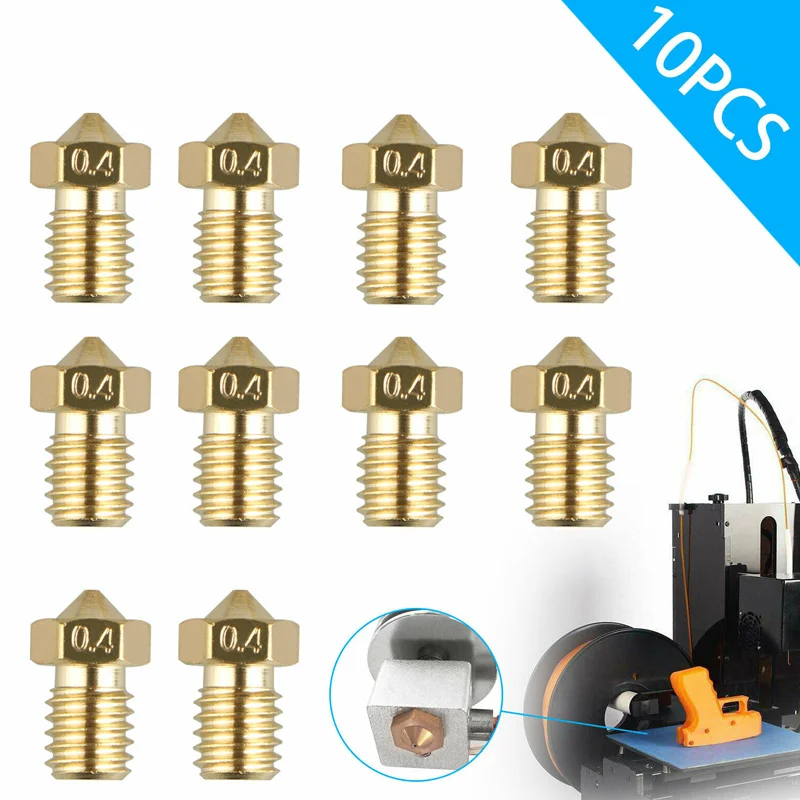 Латунная насадка для экструдера 10 шт. Печатная головка резьба 0 4 мм 1 75 3D принтера