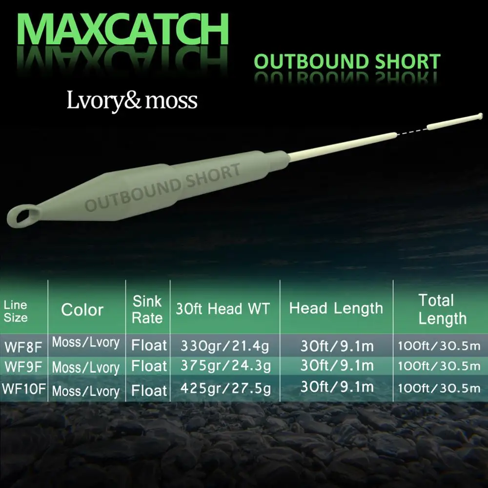 Maximumcatch выходящая короткая Летающая леска 8/9/10wt 100FT Moss/Lvory цвет Вес вперед Летающая леска с 2 сварными петлями